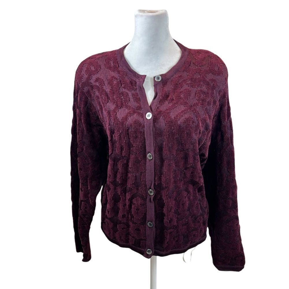 Ladies Vintage Gipsa Brand Button Front Cardigan Burgundy Size Medium